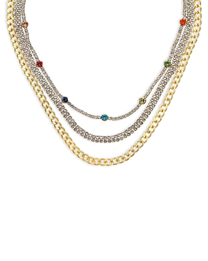Ettika Chain Link & Cubic Zirconia Rainbow Necklace Set, 12-17