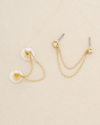 Draped Chain Double Piercing Earrings 