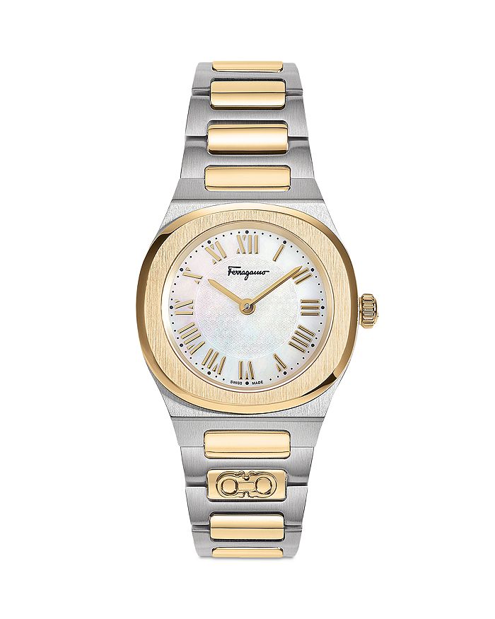 Ferragamo Elliptical Two Tone Stainless Steel Watch 28mm
