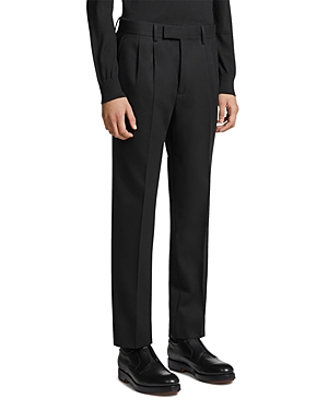 Shop Zegna Pleated Trousers In Black