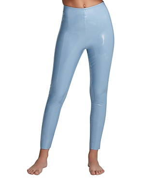 Commando Control Top Faux Patent Leather Leggings In Vintage Blue
