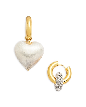 Timeless Pearly Timelss Pearly Mismatch Heart Drop & Rondelle Earrings In White/gold