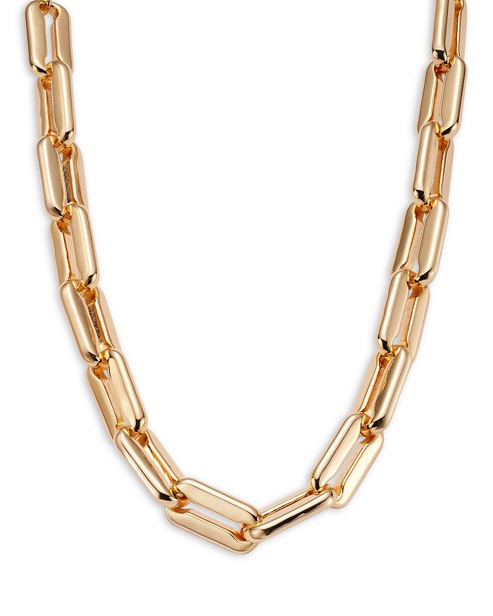 Timeless Pearly Chain Link Toggle Necklace in 24K Gold Plated, 17