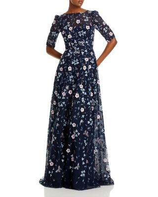 Teri jon by rickie sales freeman embellished lace peplum gown