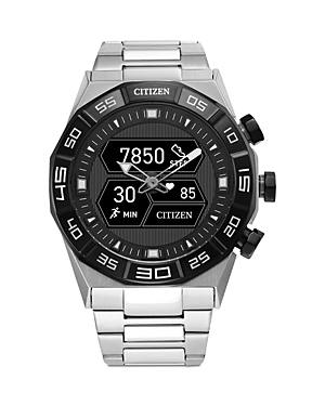 Citizen Men's Cz Smart Hybrid Stainless Steel Bracelet Smart Watch 44mm In Black/silver