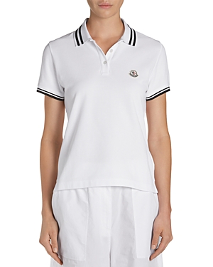 Shop Moncler Short Sleeve Polo Shirt In White