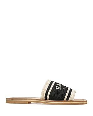 Shop Bally Women's Bianka Logo Woven Slide Sandals In Black/bone