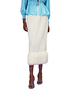 Shop Whistles Limited Edition Fringe Detail Skirt In Ivory/multi