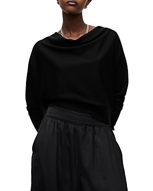 Shop Allsaints Ridley Cowl Neck Cropped Sweater In Black