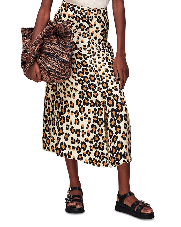 Button best sale leopard skirt