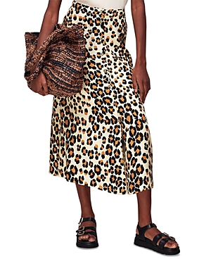Whistles Painted Leopard Button Skirt