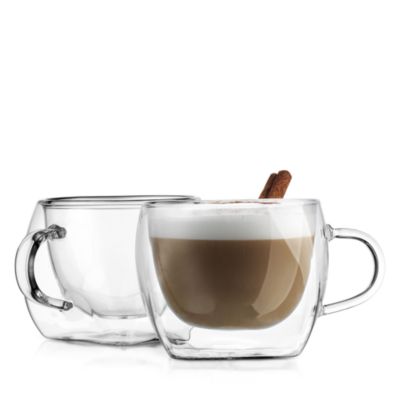 Godinger Contessa Double Walled Glass Teacups, Set of 2