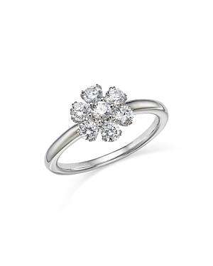 Bloomingdale's Certified Diamond Flower Ring in 14K White Gold featuring diamonds with the DeBeers C