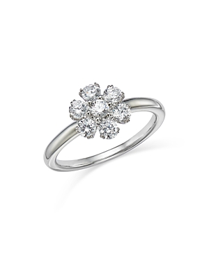 Bloomingdale's Certified Diamond Flower Ring In 14k White Gold Featuring Diamonds With The Debeers Code Of Origin, In White