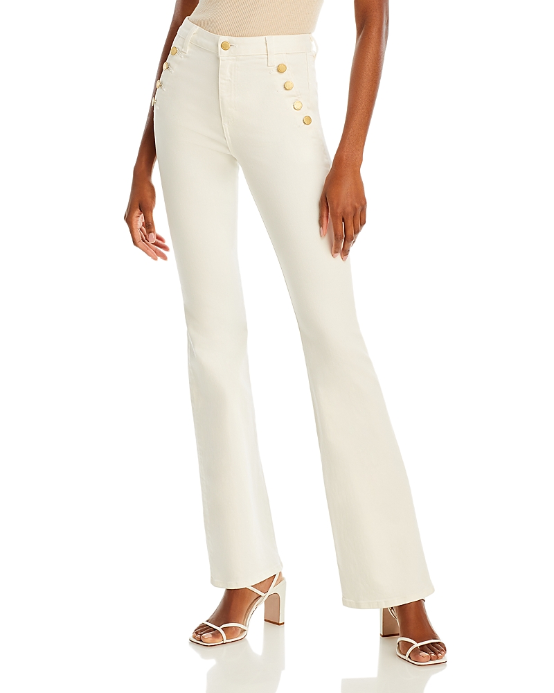 Ramy Brook Helena Sailor-button Straight Leg Jeans In White