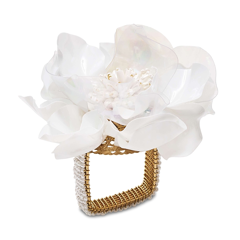 Kim Seybert Gardenia Napkin Ring In White In White