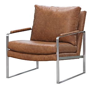Max Home Everett Leather Accent Chair In Telluride Saddle