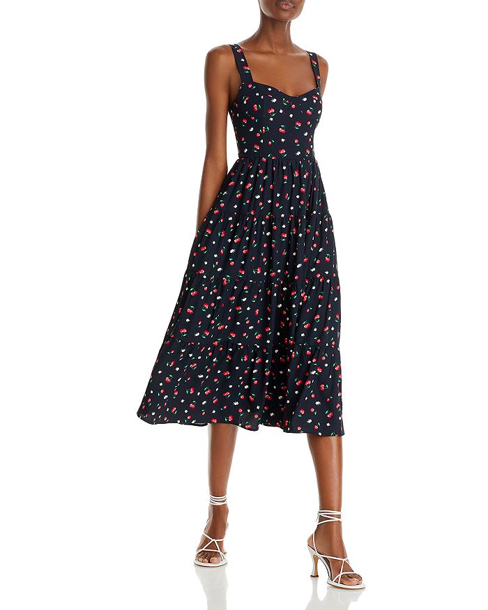 AQUA Floral Print Sleeveless Midi Dress - 100% Exclusive | Bloomingdale's