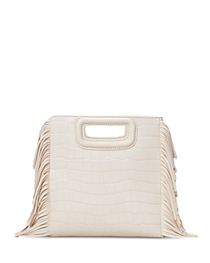 Maje Crocodile-effect Leather Mini M Bag In Vanilla