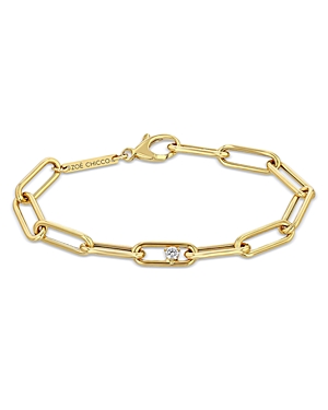 Shop Zoë Chicco 14k Yellow Gold Prong Diamonds Diamond Paperclip Link Bracelet