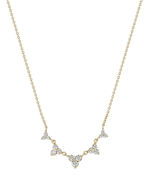 Zoë Chicco 14k Yellow Gold Prong Diamonds Diamond Mini Cluster Collar Necklace, 14-16