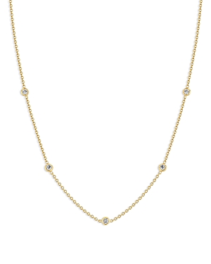 Shop Zoë Chicco 14k Yellow Gold Floating Diamonds Diamond Bezel Choker Necklace, 14-16