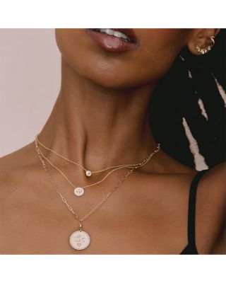 14K Yellow Gold Mantra Diamond Accented All You Need is Love Disc Pendant Necklace, 18"