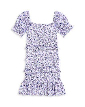 Katiejnyc Girls' Laila Puff Sleeve Tiered Smocked Dress - Big Kid In Blueberry Floral