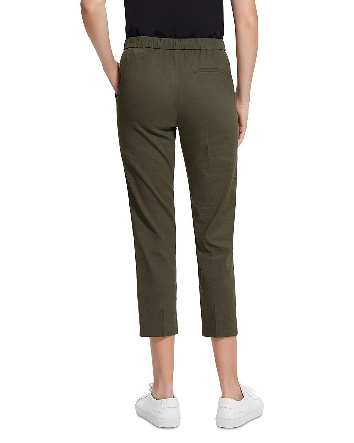 Shop Theory Treeca 'good Linen' Pull-on Pants In Dark Olive