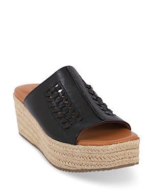 GENTLE SOULS BY KENNETH COLE GENTLE SOULS BY KENNETH COLE WOMEN'S SILVANA SQUARE TOE ESPADRILLE BLACK WEDGE HEEL PLATFORM SANDALS
