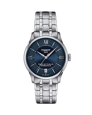 Shop Tissot Chemin Des Tourelles Powermatic 80 Watch, 34mm In Blue/silver