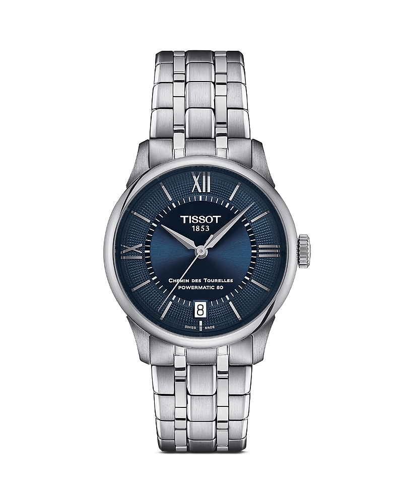 Tissot Chemin Des Tourelles Powermatic 80 34mm Automatic Silver Dial Steel Women's Watch T139.207.11.048.00 In Blue/silver
