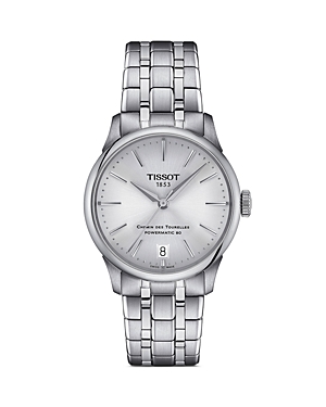 Tissot Women's Swiss Automatic Chemin Des Tourelles Powermatic 80 Stainless Steel Bracelet Watch 34mm In Silver