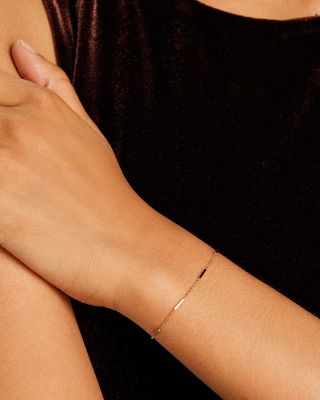 14K Yellow Gold Gold Bars Station Link Bracelet