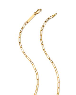 14K Yellow Gold Heavy Metal Small Paperclip Link Chain Necklace, 16"