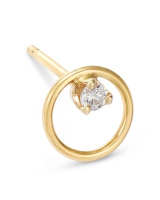 14K Yellow Gold Paris Small Circle Diamond Earrings