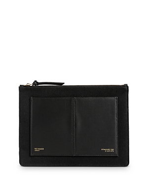 Ted Baker Aksina Small Canvas And Leather Pouch In Jet Black