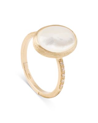 18K Yellow Gold Siviglia Mother of Pearl &amp; Diamond Ring