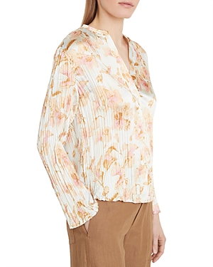 Vince Floral Crushed Satin Blouse In Soleil