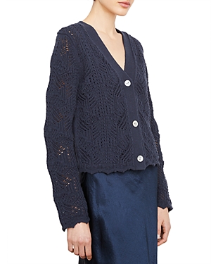VINCE OPEN KNIT BUTTON FRONT CARDIGAN