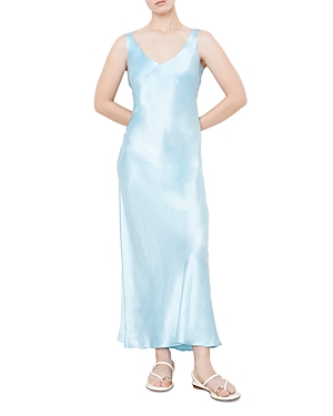 Vince V Neck Maxi Slip Dress In Light Lagoon