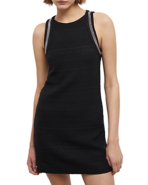 Shop The Kooples Chain Trim Geo Textured Dress In Black