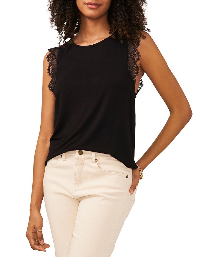 VINCE CAMUTO Sleeveless Lace Trim Top | Bloomingdale's