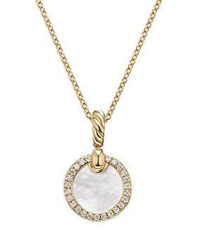 David Yurman - Petite DY Elements® Pendant Necklace in 18K Yellow Gold with Mother-of-Pearl & Pavé Diamonds