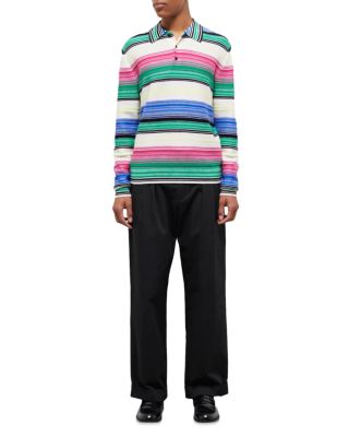 The Kooples Wool Blend Gradient Stripe Straight Fit Long Sleeve Polo Shirt