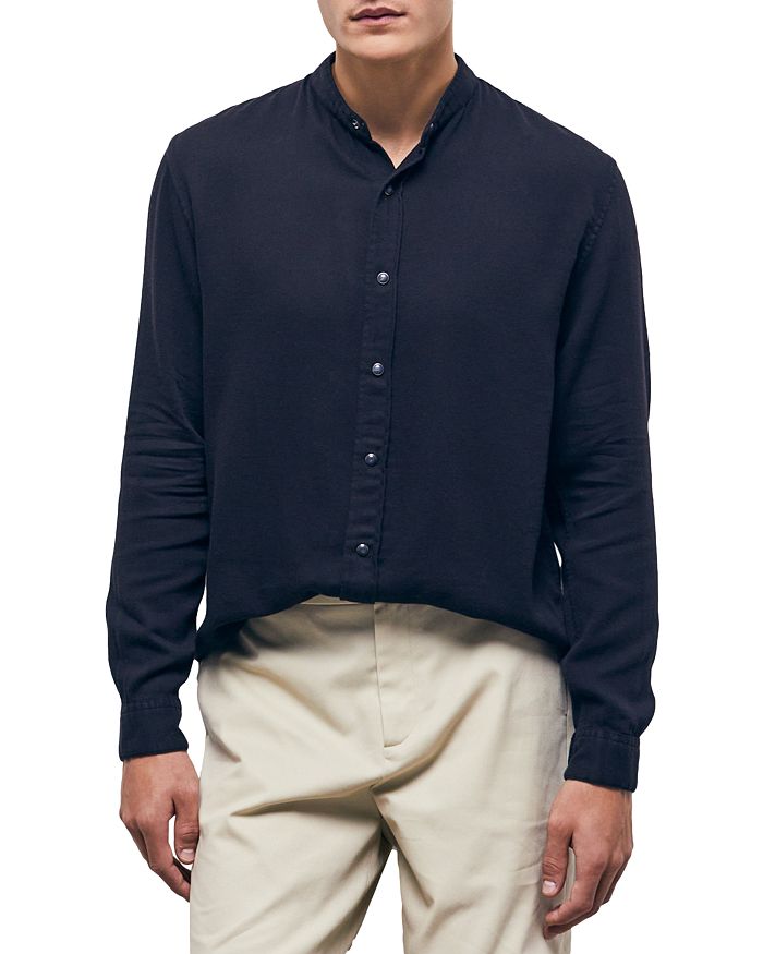 The Kooples Solid Straight Fit Officer Collar Button Down Shirt