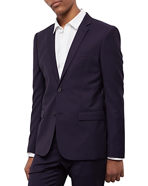 Shop The Kooples Canvas Fitted Wool Suit Jacket In Navy