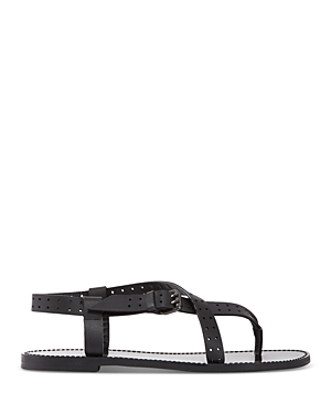 Shop The Kooples Women's Perforated Thong Slingback Sandals In Black