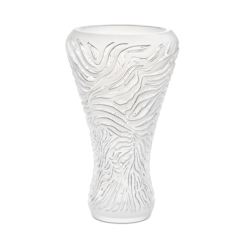 Lalique Zebra Vase In Satin Finish In Clear