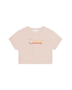 Chloé - Girls' Logo Short Sleeve Cropped Tee - Little Kid, Big Kid